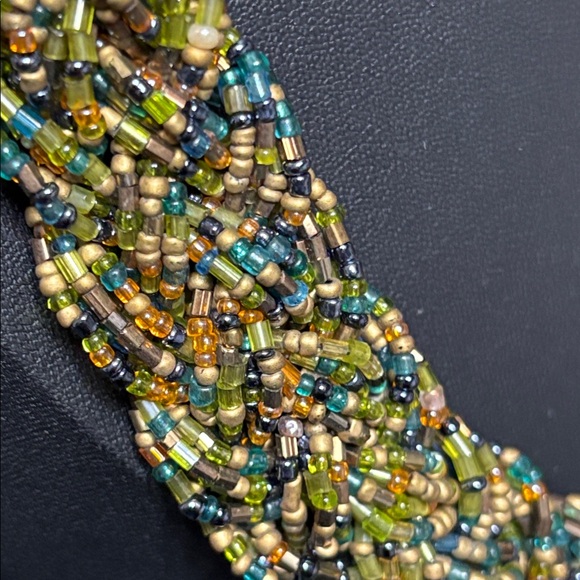 Vintage Retro Elegant Glass Braided Multicolor Beaded Necklace - Picture 5 of 7